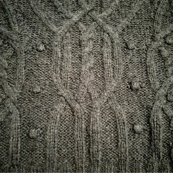 VINCE Interlaced Cable Knit Turtleneck Sweater Dark Malachite Sz M Alpaca Wool - Picture 6 of 15